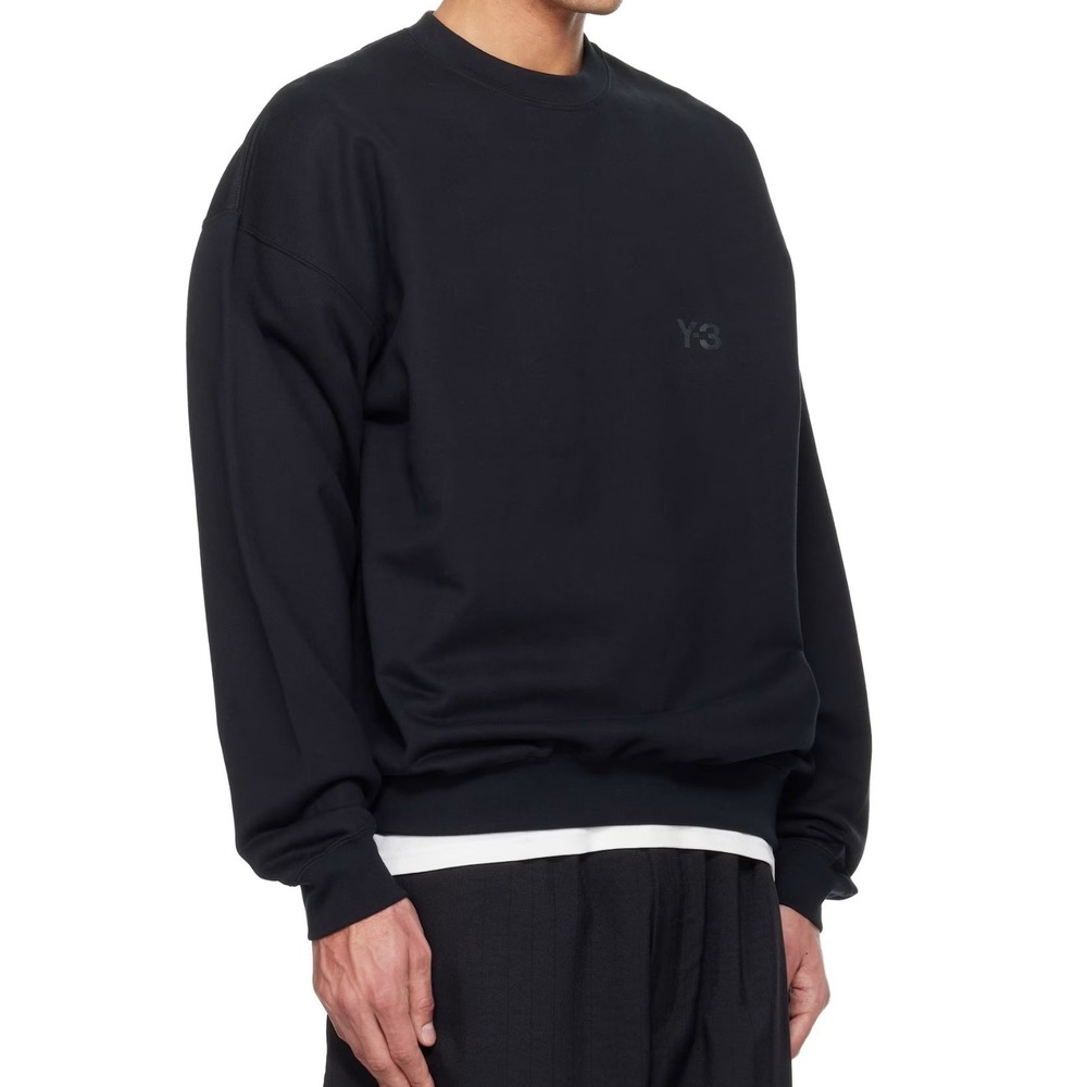 Y3 Adidas Yohji Yamamoto Black Brushed Terry Crewneck Sweatshirt Size Large - Picture 2 of 13